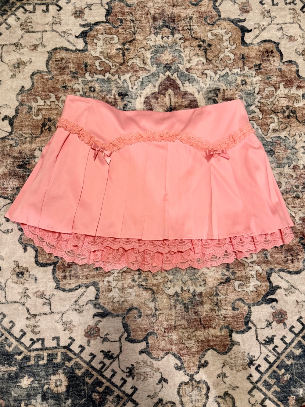 Dolls Kill Pastel Pink Ruffled Pleated Skater Mini Skirt - Picture 4 of 4